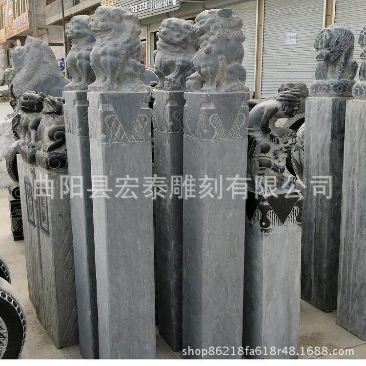 仿古做旧石雕动物拴马桩大理石柱子仿古拴马桩青石拴马桩石头柱