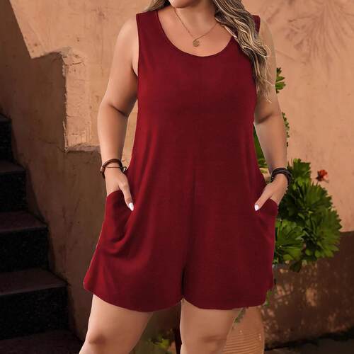 Women Sleeveless Color Casual Comfortable Jumpsuit One