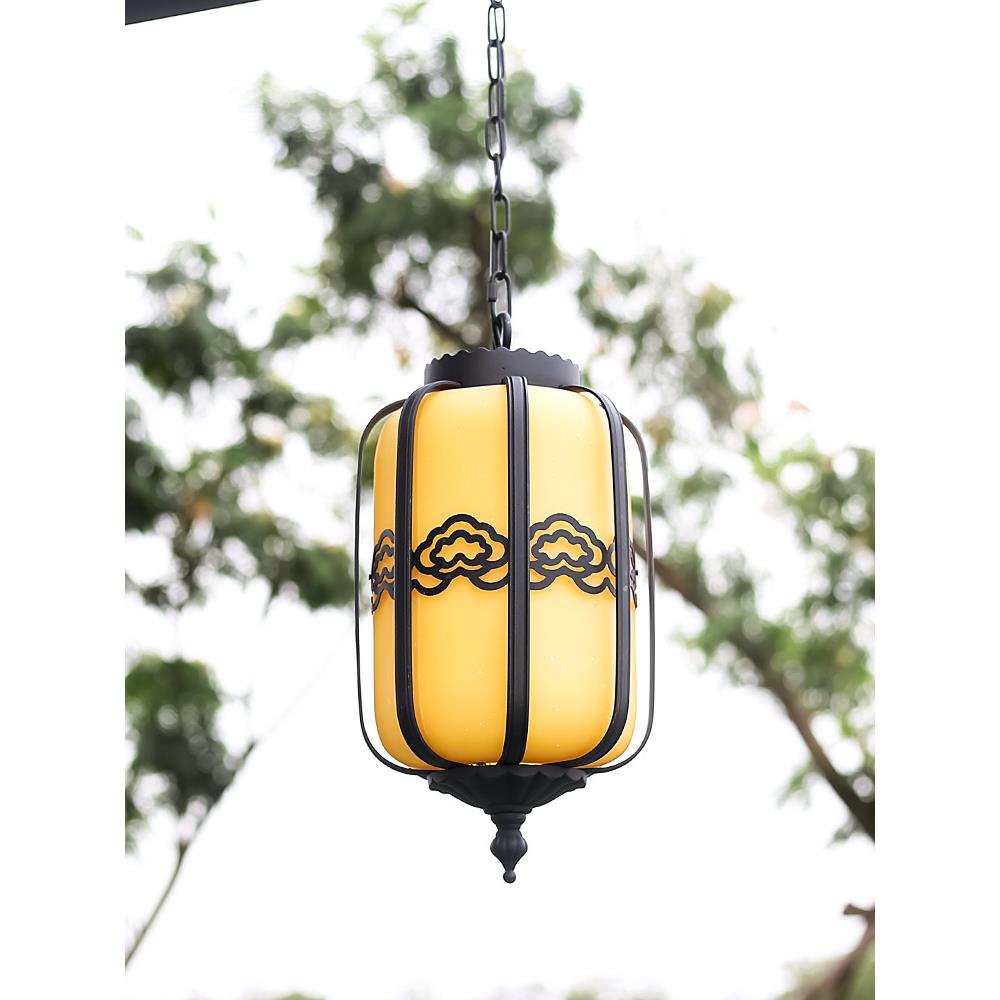 新中式亭子户外LED吊灯凉亭防水庭院大门室外别墅挂灯走廊阳台灯