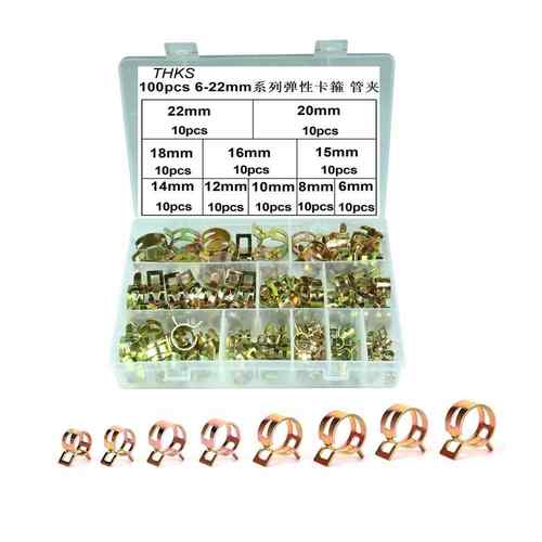 100pcs/盒6-22mm镀彩锌弹性卡箍软管夹日式喉箍CPU燃油软管夹