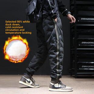 宽松大尺寸白色鸭绒棉裤 羽绒裤 外穿加厚时尚 冬季 保暖休闲 男士