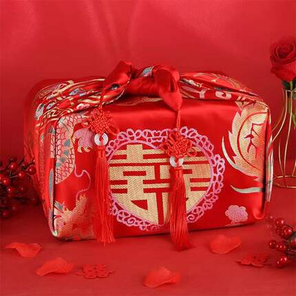 结婚红包袱皮女方新娘陪嫁套装娘家嫁妆包喜盆包裹布婚庆用品大全