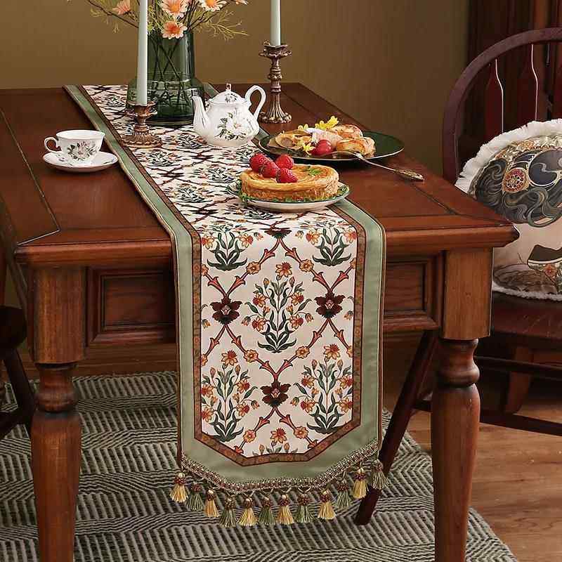 家用美式桌旗现代斗柜长条桌布装饰布轻奢高端茶旗布北欧复古风