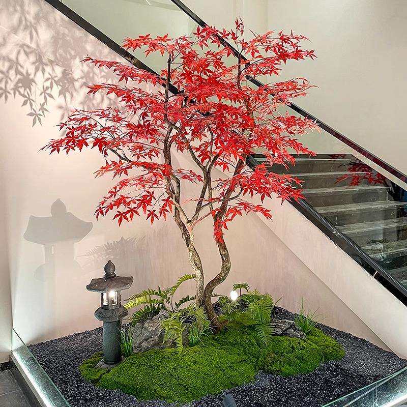 仿真枫叶树大型商场酒店绿植假树室内落地简约装饰造景仿真红枫树图片