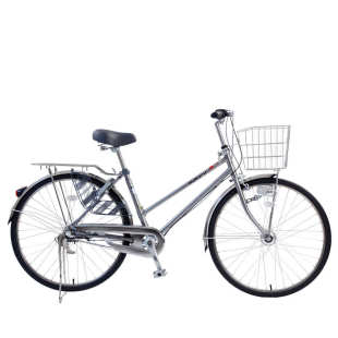 日本川崎休闲城市车不锈钢内三速自行车磨电感应灯双斜复古通勤车