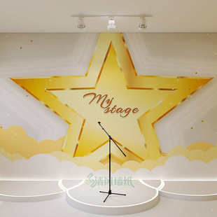 口才教室背景墙3D墙布五角星舞台培训班教育机构前台防潮装饰壁纸