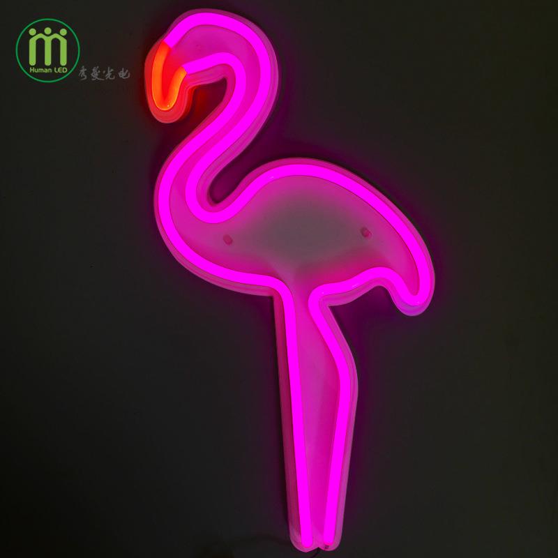 火烈鸟造型LED室内墙装饰灯透明亚克力视觉艺术霓虹灯31*61cm