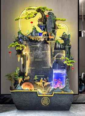 假山流水喷泉客厅玄关水景鱼池摆件大型落地办公室招财开业送礼品