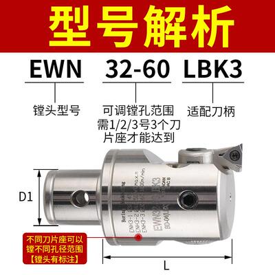 精镗刀微调头可调式双刃粗镗加工中心刀头钨钢刀杆ewn小孔径镗头