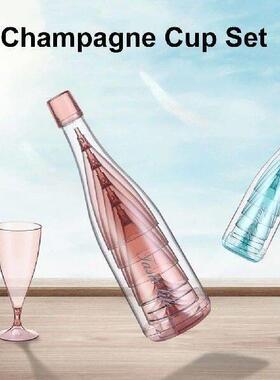 5Pcs Foldable Wine Glasses Folding Plastic Champagne Flutes