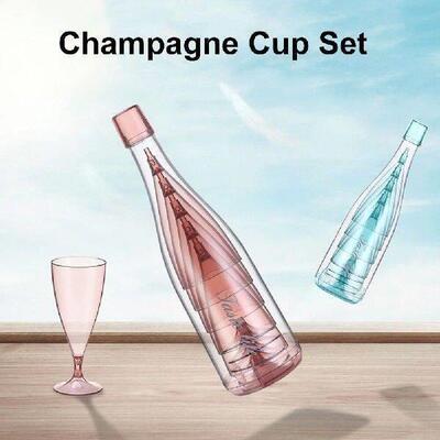 5Pcs Foldable Wine Glasses Folding Plastic Champagne Flutes
