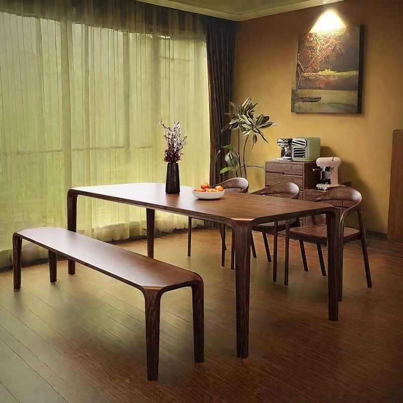 北美胡桃木实木餐桌长方形榫卯茶桌家用轻奢简约原木现代书桌饭桌