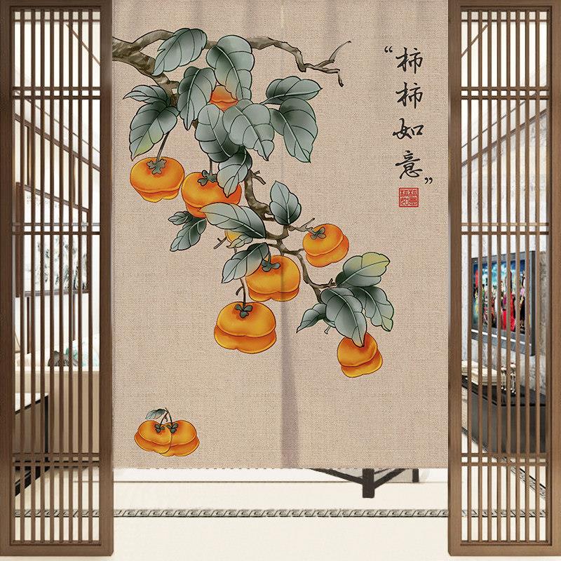 中式布艺门帘卧室装饰半帘茶室布帘卫生间遮挡帘厨房防油烟隔断帘