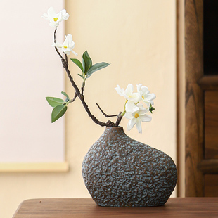 家居茶桌玄关民宿水培鲜花干花插花瓶 创意陶瓷小花器复古摆件中式
