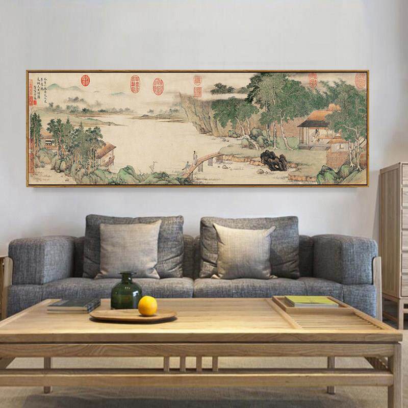 新中式沙发背景墙装饰画客厅风水靠山国画山水墨挂名画大尺寸壁画