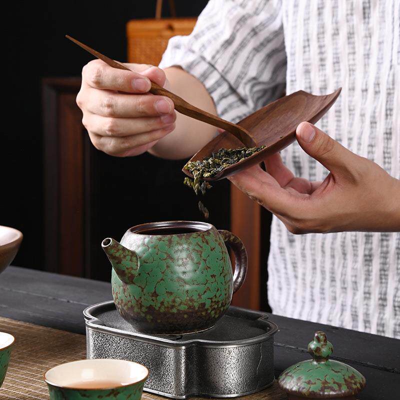 胡桃木茶则茶勺取茶匙二件套黑檀木实木中式复古功夫茶具茶道配件