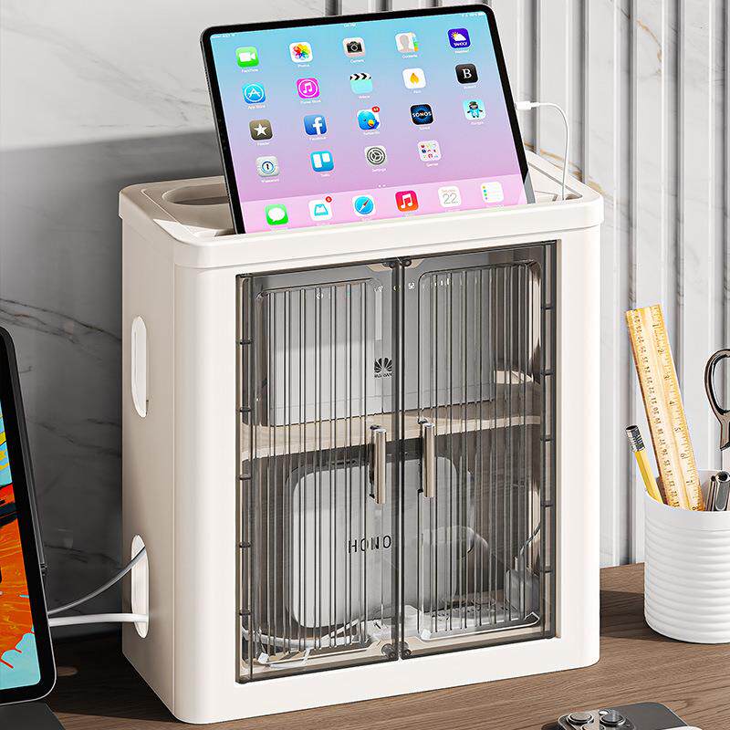 路由器收纳盒大容量路由器收纳盒散热透气磁吸开门路由器置物架子