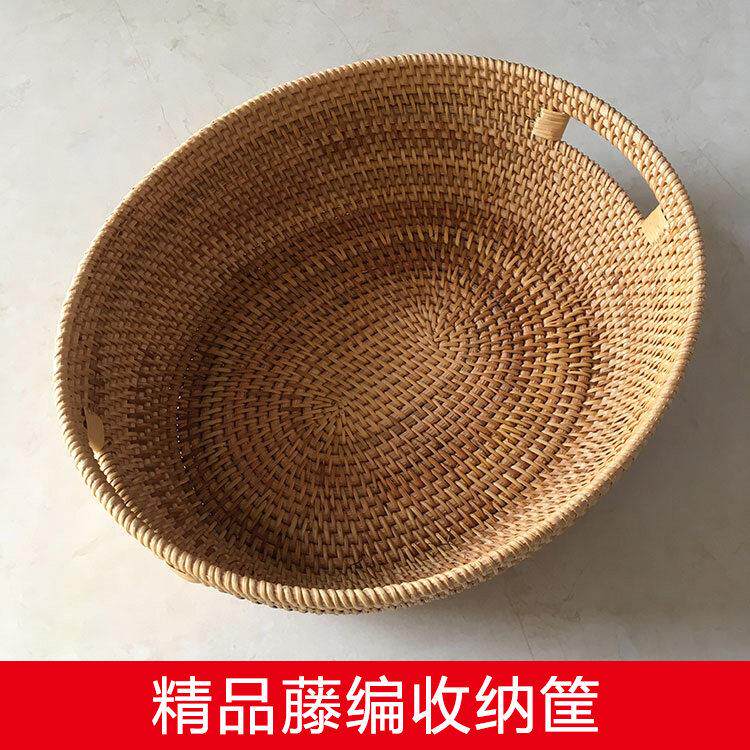 高档精品手工椭圆形藤编收纳筐水果面包筐鸡蛋陈列展示馒头筐大号