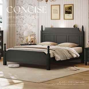 实床黑榫卯结构大床卧室家用主卧1米木 8大厂色直销美YL W29黑式