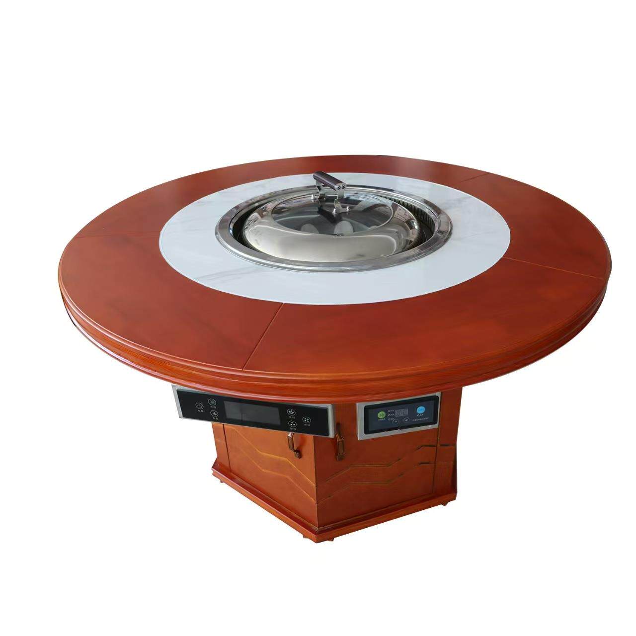 铁锅炖灶台桌电加热柴火商用地锅灶台烧电电磁炉一体桌火锅桌子