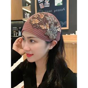 神器宽边高端老人发箍头顶遮白发束发带女戴的头套秋冬季头饰帽子
