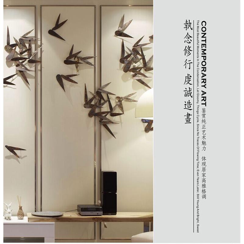 现代装饰画新中式禅意挂画茶楼茶室公园壁挂样板房外墙竹叶摆件