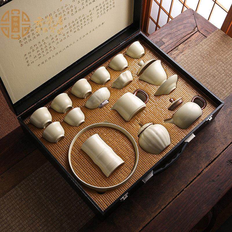 汝窑茶具套组中式陶瓷功夫泡茶壶茶杯茶盘办公室新款轻奢高档礼盒