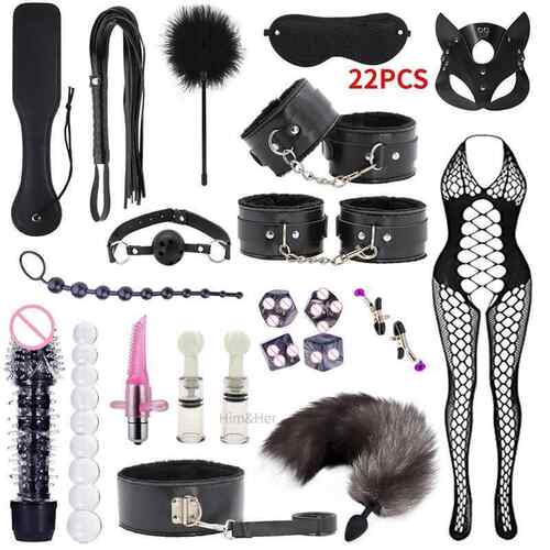 NEW BDSM Sexy Leather Plush Sex Bondage Set Handcuffs Sex Ga
