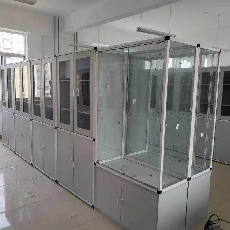 实验室铝木仪器柜全木玻璃铁皮器皿柜学校化学药品耐酸碱PP仪器柜