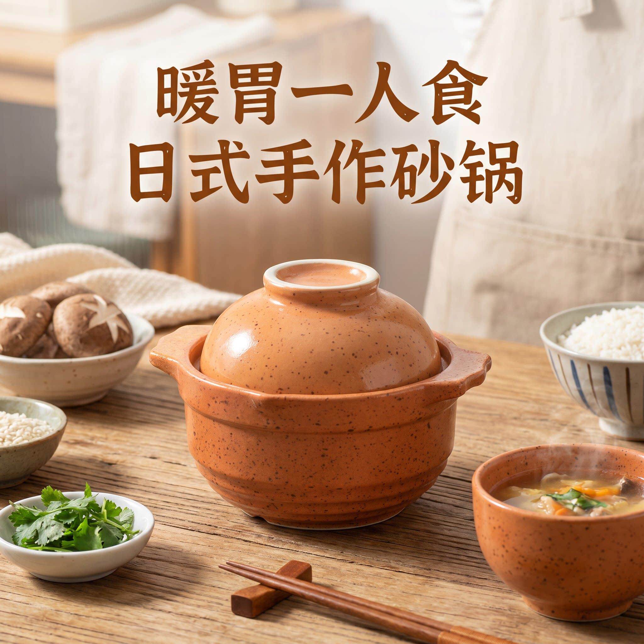 砂锅一人食养生小砂锅煲家用陶瓷耐高温干烧不裂耐高温炖锅带盖子