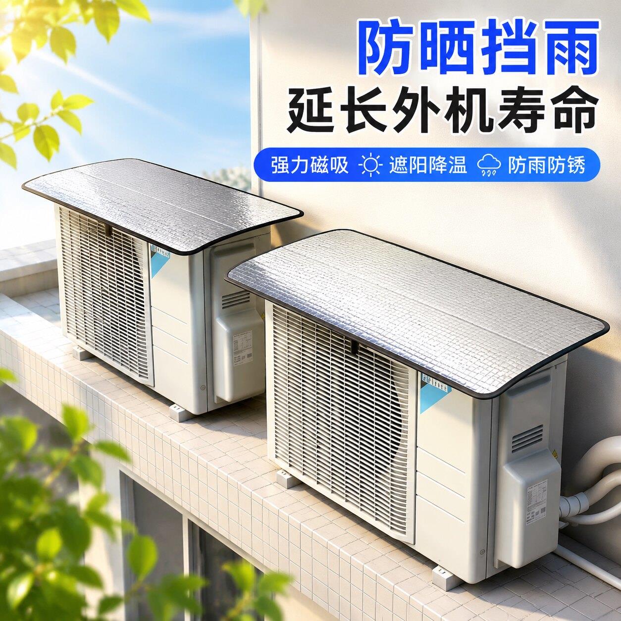 磁吸空调外机床包室外专用遮雨板防晒遮阳罩通用主机遮雨防尘罩