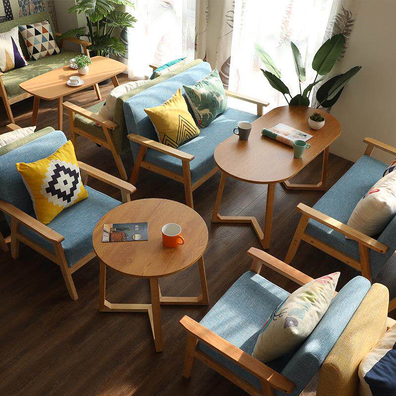 沙发奶茶甜品店桌椅组合咖啡厅双人卡座休闲 商务办公洽谈清新简