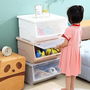 儿童玩具书本籍收纳箱翻盖收纳盒储物箱塑料收纳柜子特大号 前开式