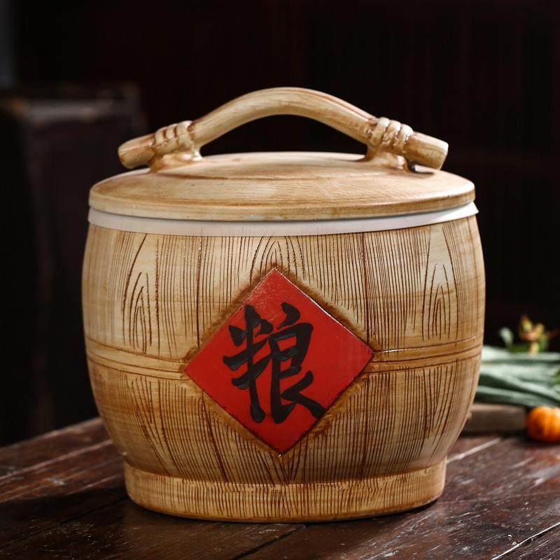 20斤家用陶瓷米缸密封面粉储米箱10斤防潮防虫乔迁覆古景德镇米桶