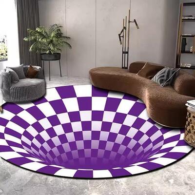 立体3d视觉错觉地毯猫咪眩晕黑白格地垫旋涡宠物养狗神器炫晕陷阱