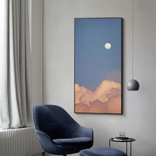 现代玄关装 晚霞风景壁画入户玄关过道尽头挂画 饰画竖版