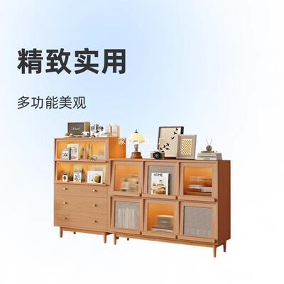 卧实柜木餐边柜合靠墙一体UQB五斗柜组室储物樱桃木色客厅茶水置