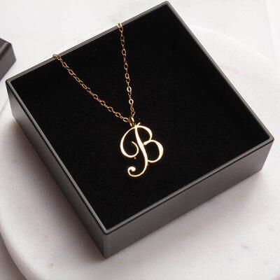 Small letter Label Simple Initial Logo alphabet B Necklace S