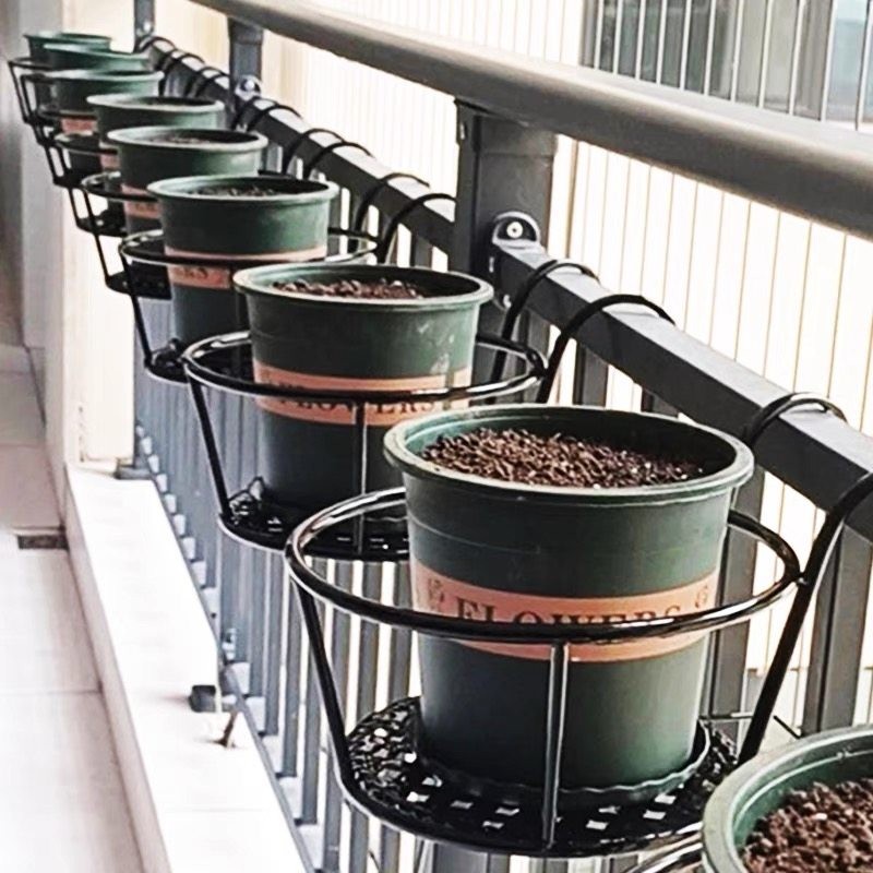 阳台花架悬挂式铁艺花篮栏杆护栏窗台绿萝吊兰花盆家用置物挂架图片