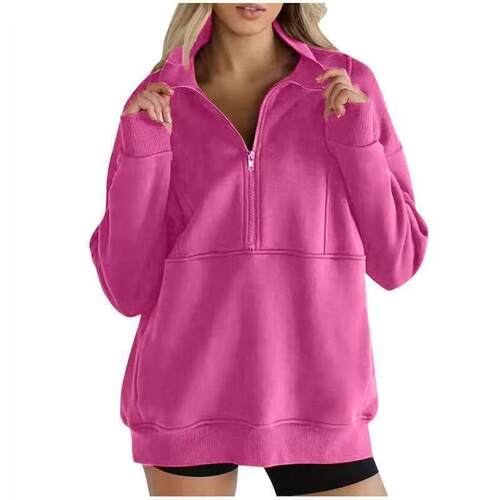 Women'S Half Zip Sweatshirts Fleece Stand Collar Long Sleeve