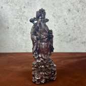 黑檀木雕财神摆件实木雕刻财神爷招财禄星木制工艺品财神到财运到