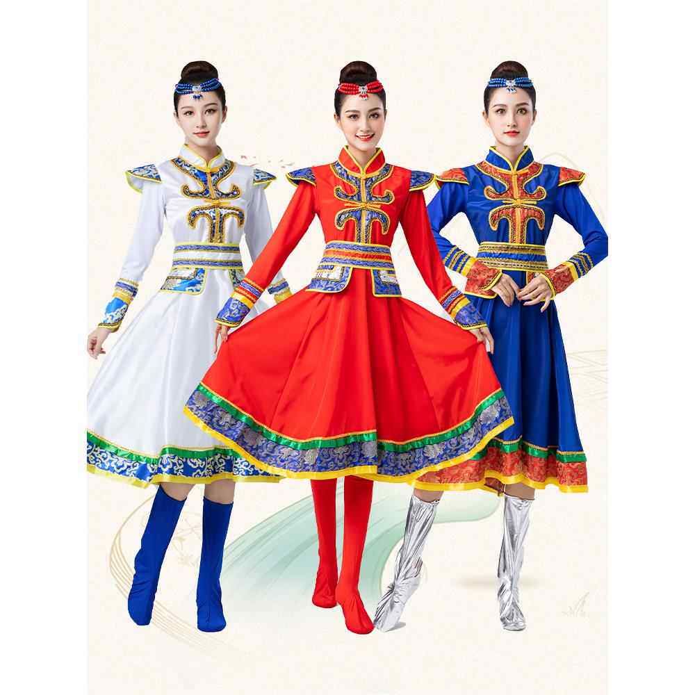 正品新款蒙古族舞蹈演服装女装少人蒙出族男装数成民族广场舞表演