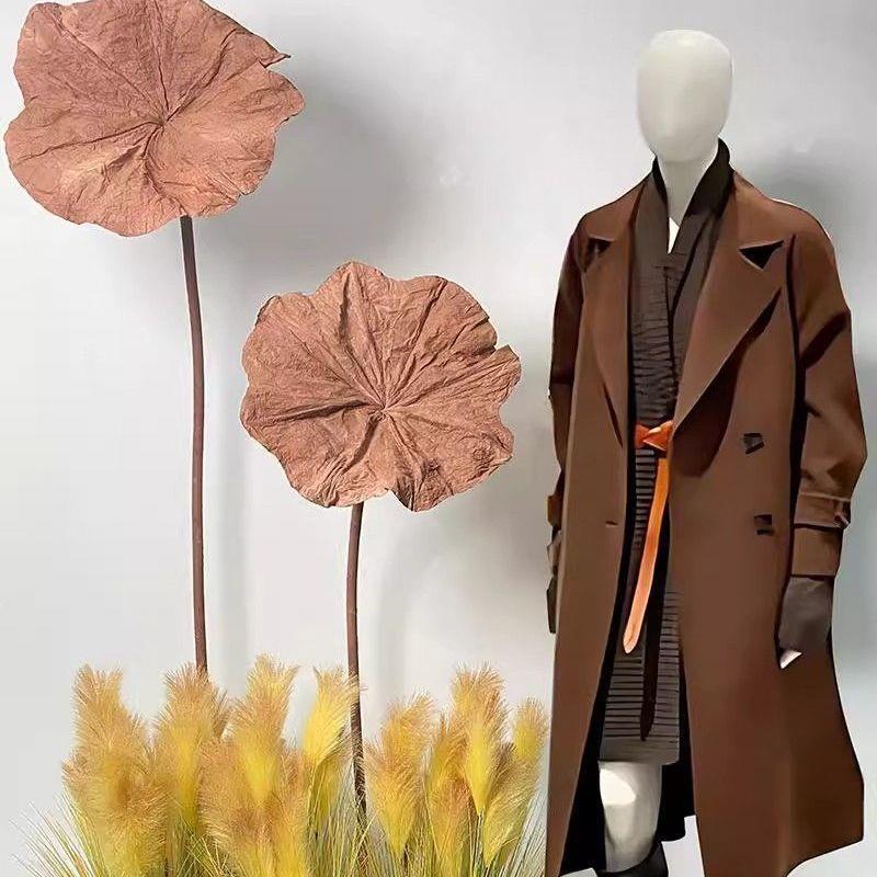 氛围装饰橱窗纸艺荷叶服装店布置秋冬陈列陈列道具主题秋季芦苇荡