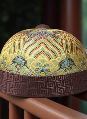 瓜皮帽地主帽老北京瓜皮帽男老式清朝官帽中式帽子古风古代王爷帽