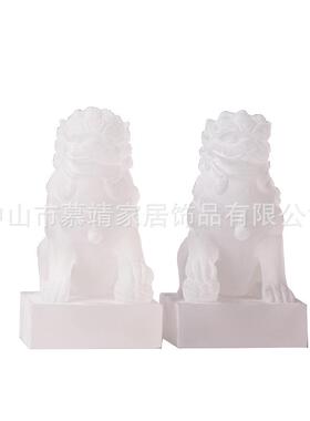 禅意新中式砂岩透明狮子摆件客厅茶几托盘博古架书柜家居饰品手工
