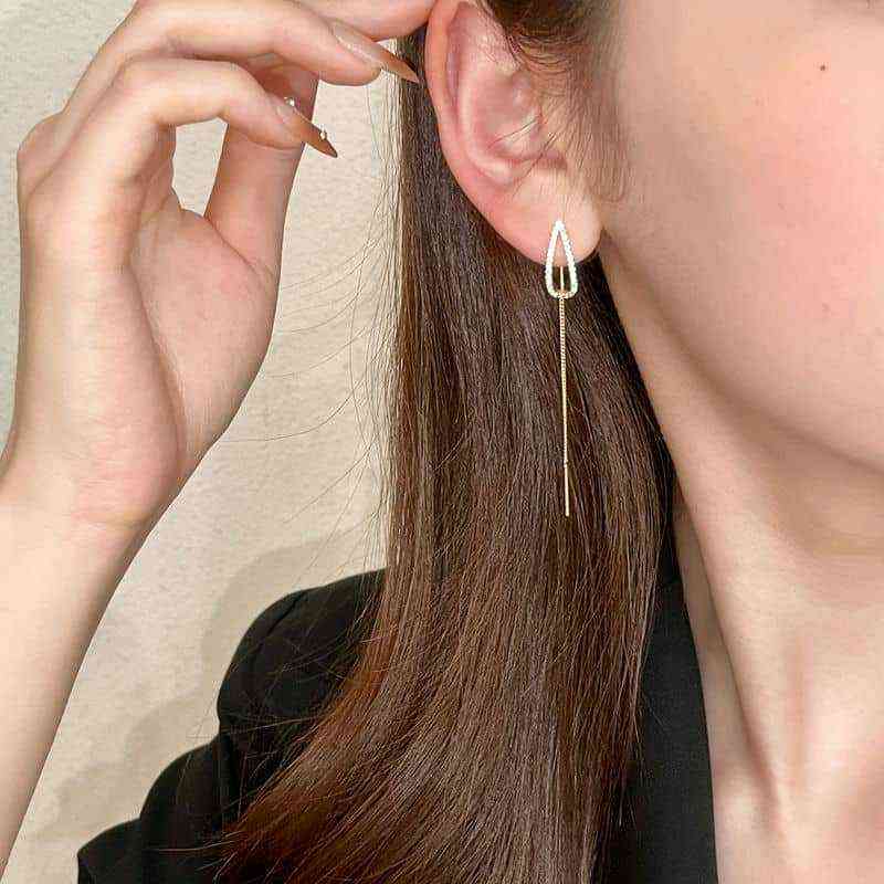 简约水滴流苏长耳线女气质个性百搭时尚显脸瘦耳饰