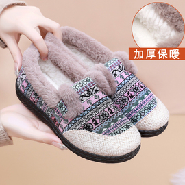 女士冬季棉鞋老北京布鞋女棉鞋，加绒加厚保暖民族风中老年妈妈棉鞋