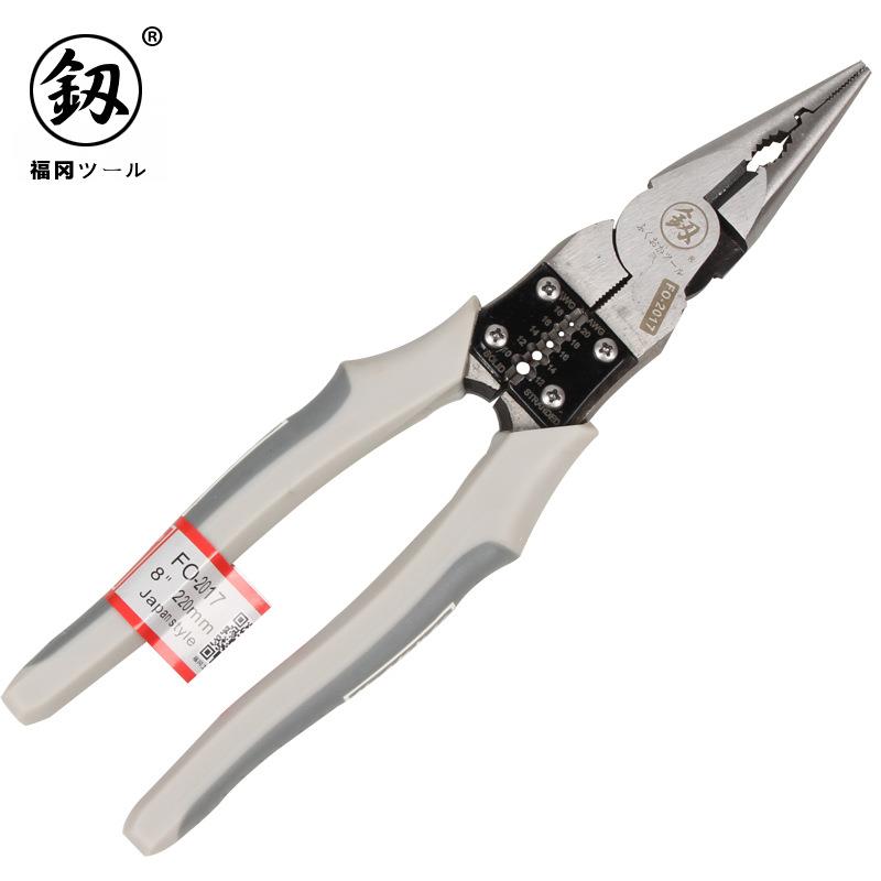 供应福冈工具多功能尖嘴钳省力尖咀钳工业级特种尖口钳子8寸