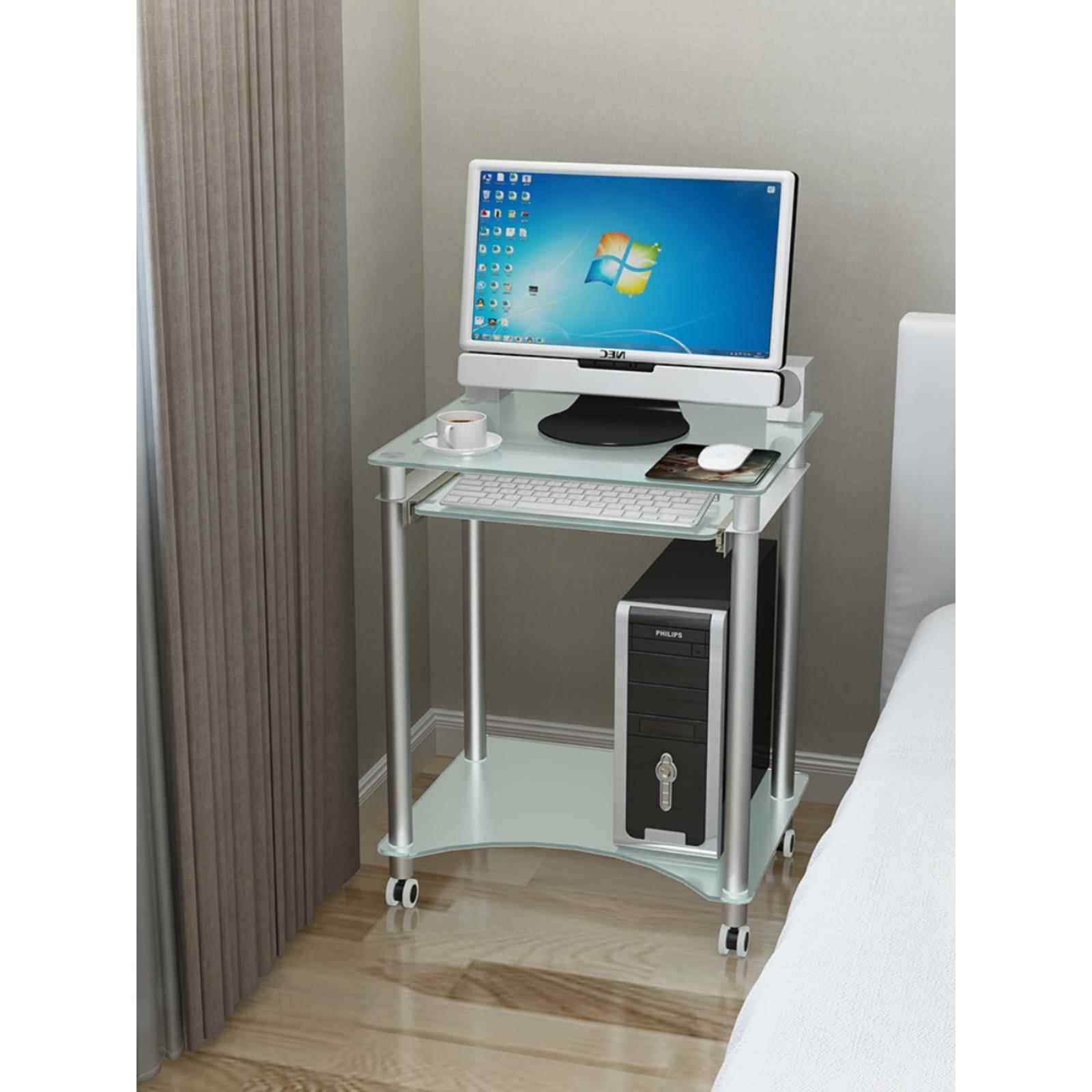 家小型电寸脑桌用小尺钢化璃可移A28动电脑桌台式桌简玻易学习桌