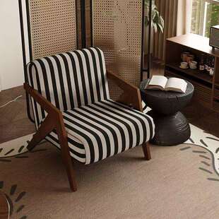 理查德椅椅家设用轻奢复古计师实木ajj1019单人懒沙发中古风客厅